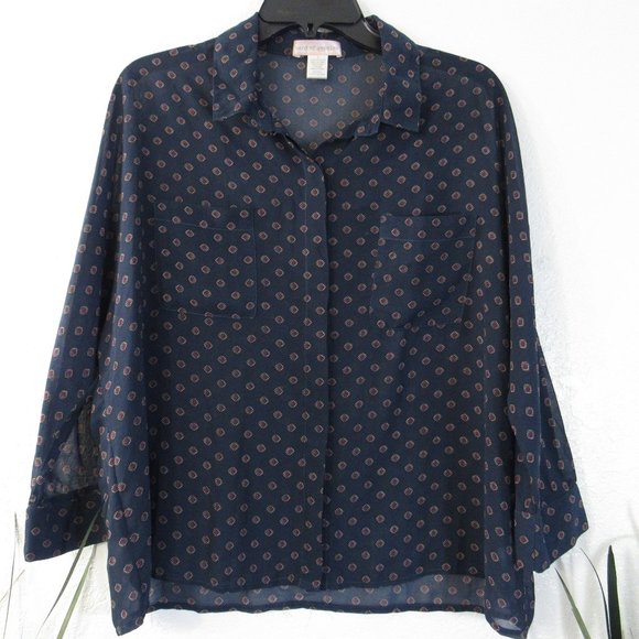 Band of Gypsies Tops - Womens Top Sz M Semi Sheer Button Front 3/4 Sleeve